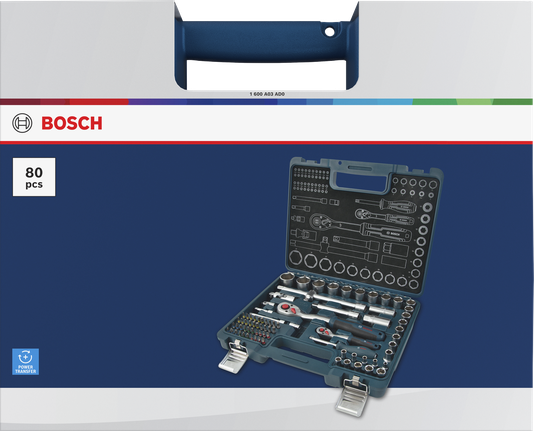 Bosch 1/4" + 1/2" ratchet set 80 pcs in case.