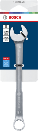 Bosch combination wrench 15 mm chrome vanadium.