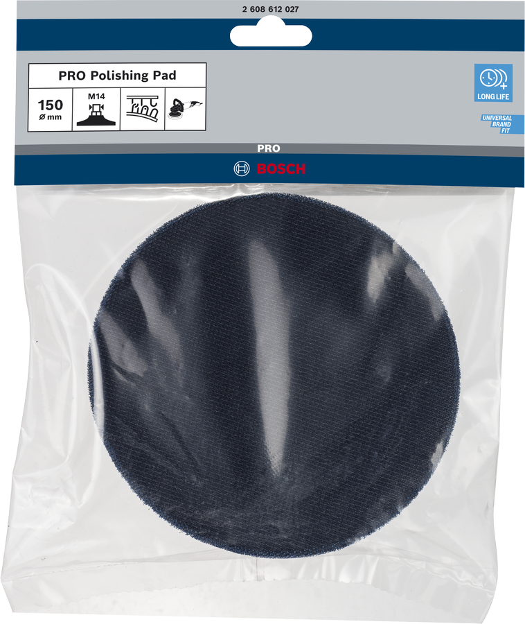 Bosch M14 backing pad 150 mm with hook-and-loop fastening.
