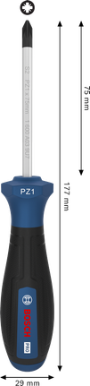 Bosch PRO Screwdriver PZ1 x 75 mm with ergonomic handle.