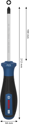 Bosch PRO Screwdriver PZ2 x 100 mm with ergonomic handle.