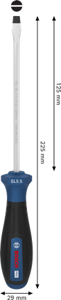 Bosch PRO Screwdriver SL 1.0 x 5.5 x 125 mm with ergonomic handle.