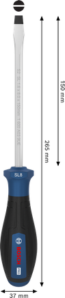 Bosch PRO Screwdriver SL 1.6 x 8 150 mm with ergonomic handle.