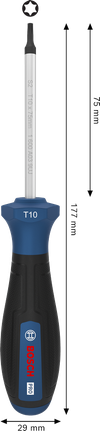 Bosch PRO Screwdriver TX10 x 75 mm with ergonomic handle.