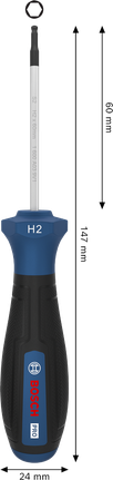 Bosch PRO Screwdriver H2 x 60 mm with ergonomic handle.