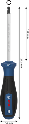Bosch PRO Screwdriver H5 x 100 mm with ergonomic handle.
