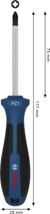 Bosch PZ1 x 75 mm screwdriver with ergonomic handle.