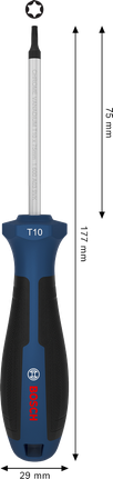 Bosch TX10 x 75 mm screwdriver with ergonomic handle.