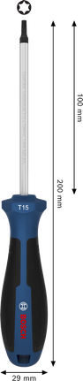 Bosch screwdriver TX15 x 100 mm with ergonomic handle.