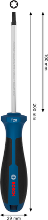 Bosch screwdriver TX20 x 100 mm with ergonomic handle.
