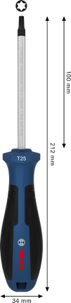 Bosch screwdriver TX25 x 100 mm with ergonomic handle.