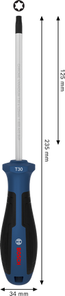 Bosch TX30 x 125 mm screwdriver with ergonomic handle.