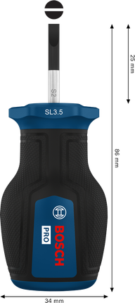 Bosch PRO Stubby Screwdriver SL 0.6 x 3.5 x 25 mm.