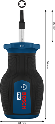 Bosch PRO Stubby Screwdriver TX10 x 25 mm with ergonomic handle.