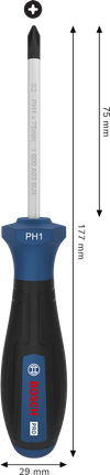 Bosch PRO Screwdriver PH1 x 75 mm with ergonomic handle.