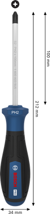 Bosch PRO Screwdriver PH2 x 100 mm with ergonomic handle.