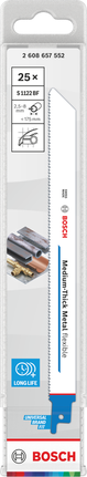 Bosch S 1122 BF Medium-Thick Metal flexible saw blade 25 pack.