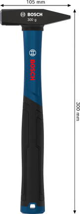 Bosch engineer's hammer 300 g with carbon steel head.