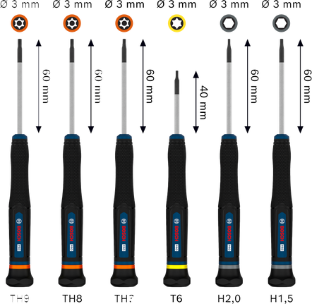 Bosch PRO Precision Screwdriver Set TX/TH/H, 6 pcs.