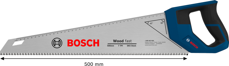 Bosch handsaw 500 mm 7 TPI for fast wood cutting.