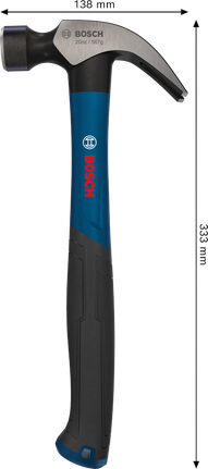 Bosch claw hammer 20 oz with curved carbon steel head.