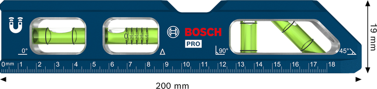 Bosch PRO Billet Torpedo Level 200 mm with magnetic base.