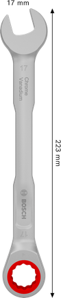 Bosch ratchet combination wrench 17 mm chrome vanadium.