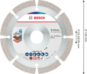 Bosch Multi Material Diamond Cutting Disc 125 mm for various surfaces.