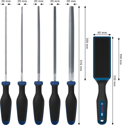 Files and File Brush Set, 6 pcs