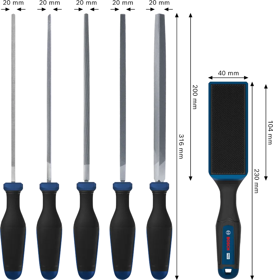 Files and File Brush Set, 6 pcs
